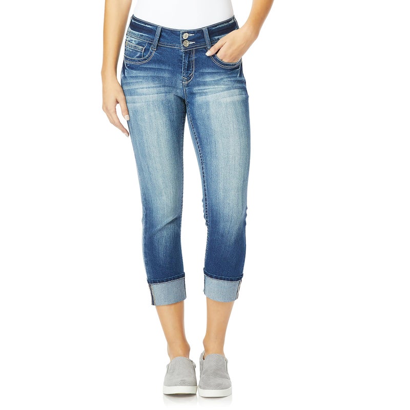 WallFlower Luscious Curvy 23.5â€ Mid-Rise Cropped Jeans for Women, Insta Stretch Denim in Petite, Midsize, Plus Size, Juniors Jeans - Jenna, 18 Plus - Image 1